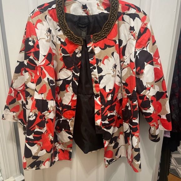 Lane Bryant Vibrant Floral Blazer with Beaded Neckline 4