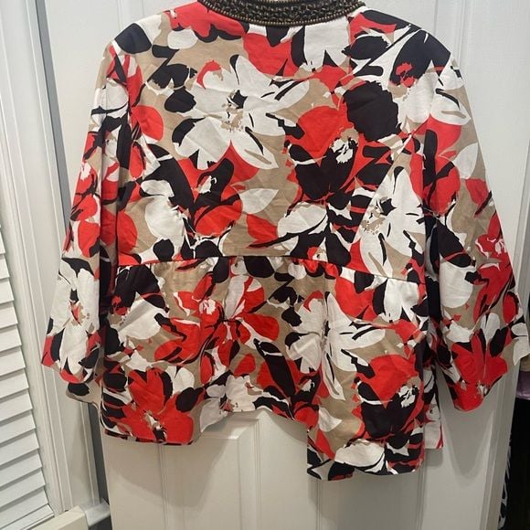 Lane Bryant Vibrant Floral Blazer with Beaded Neckline 10