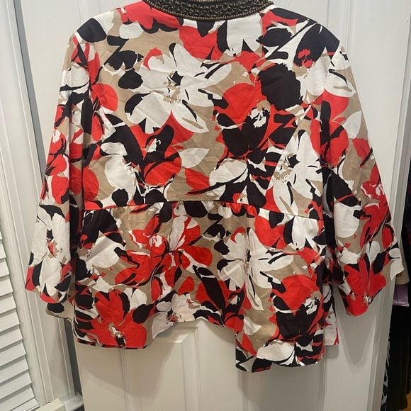 Lane Bryant Vibrant Floral Blazer with Beaded Neckline 11