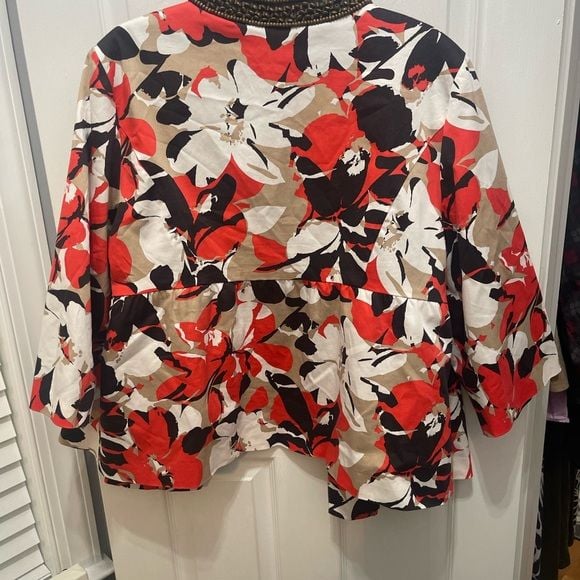 Lane Bryant Vibrant Floral Blazer with Beaded Neckline 12
