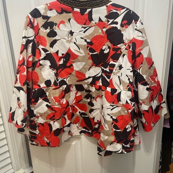 Lane Bryant Vibrant Floral Blazer with Beaded Neckline 14