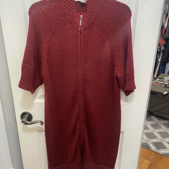 Coldwater creek sweater dress shortsleeve medium rust color zip up 4