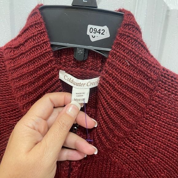 Coldwater creek sweater dress shortsleeve medium rust color zip up 5