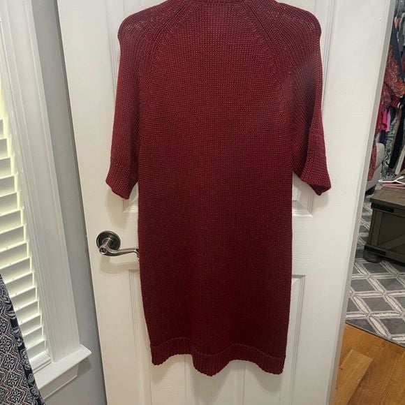 Coldwater creek sweater dress shortsleeve medium rust color zip up 7