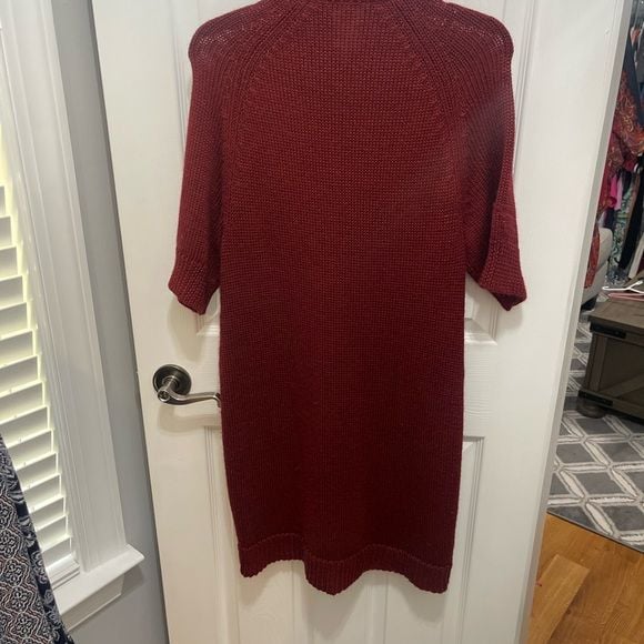 Coldwater creek sweater dress shortsleeve medium rust color zip up 8