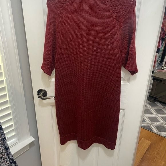 Coldwater creek sweater dress shortsleeve medium rust color zip up 10