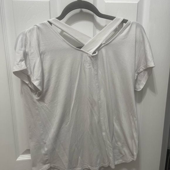 Athletic Works White Short Sleeve Tee with Crisscross Back 8