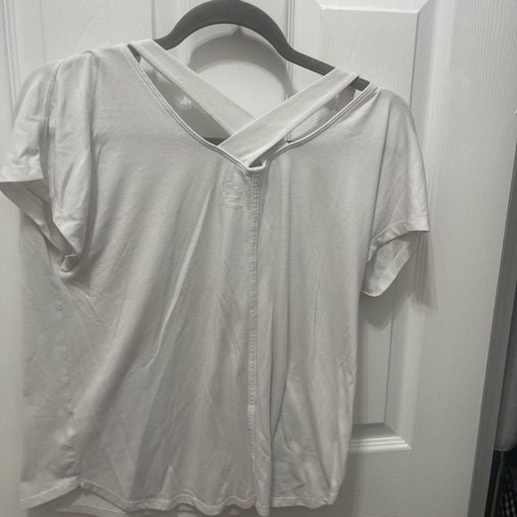 Athletic Works White Short Sleeve Tee with Crisscross Back 9