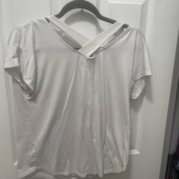 Athletic Works White Short Sleeve Tee with Crisscross Back 10