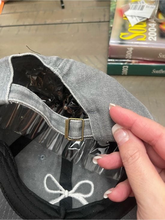 Girls Gray Bow Embroidered Baseball Hat 9