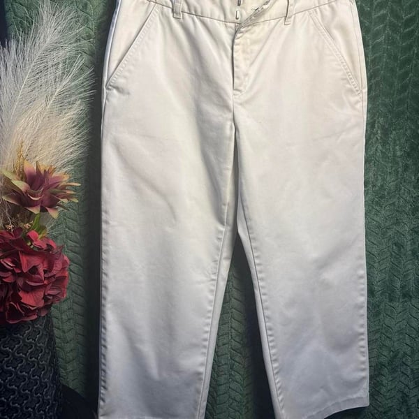 Old Navy Cotton Cropped Pants Size 6 Cream Workwear Slacks