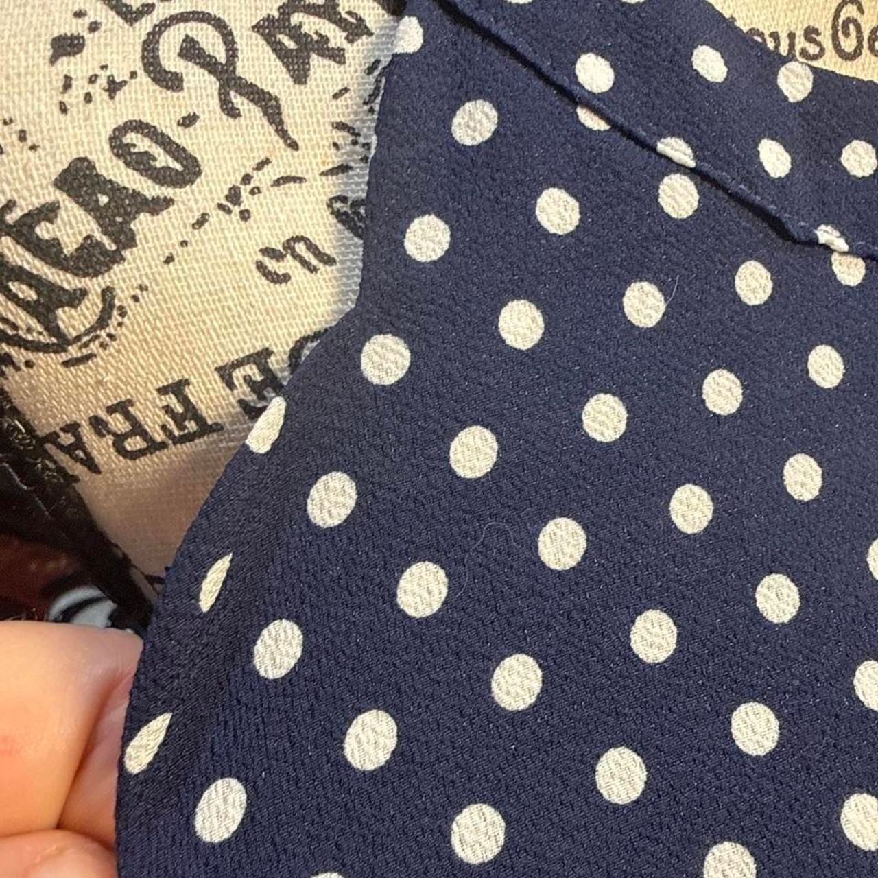Unbranded Polka Dot Mini Dress Navy Blue White Sleeveless 4