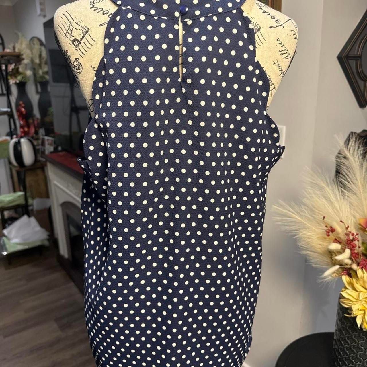 Unbranded Polka Dot Mini Dress Navy Blue White Sleeveless 5