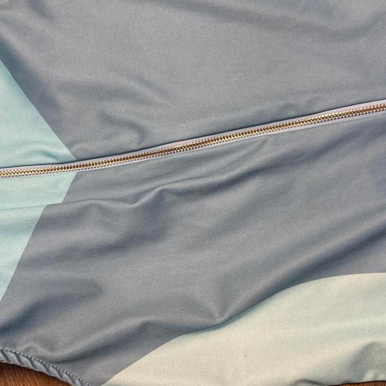 Bisame Color Block Zip Romper Size L Light Blue White Jumpsuit 7