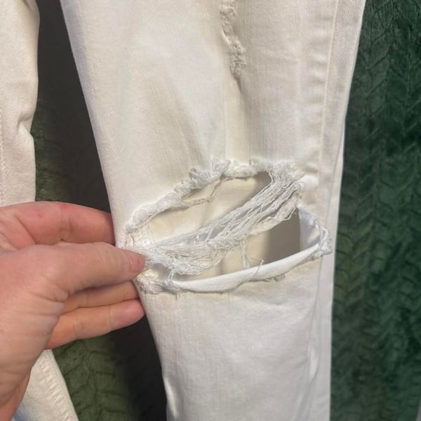 Jen7 Ankle Straight Jeans Size 14 White Distressed Denim