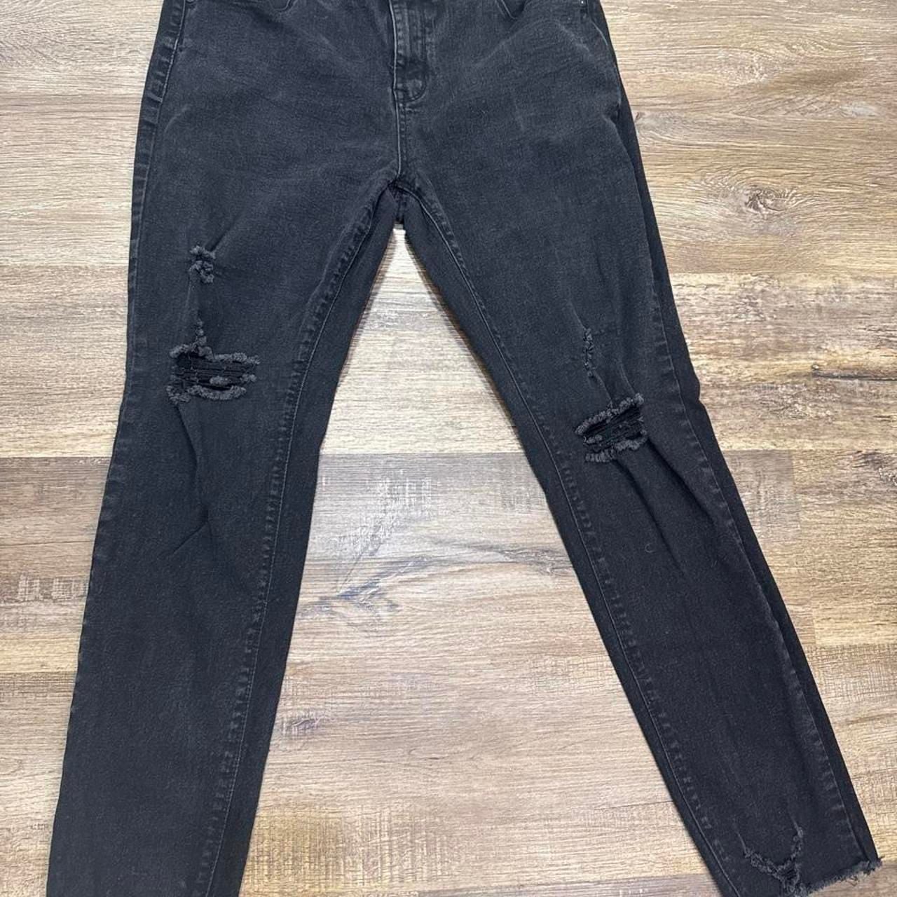Indigo Poppy Distressed Skinny Jeans Size 12 Black Denim 2