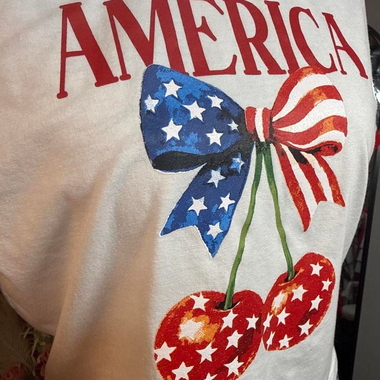 Ruby & Lace America Cherry Ringer T-Shirt Size XL White Red Graphic 5