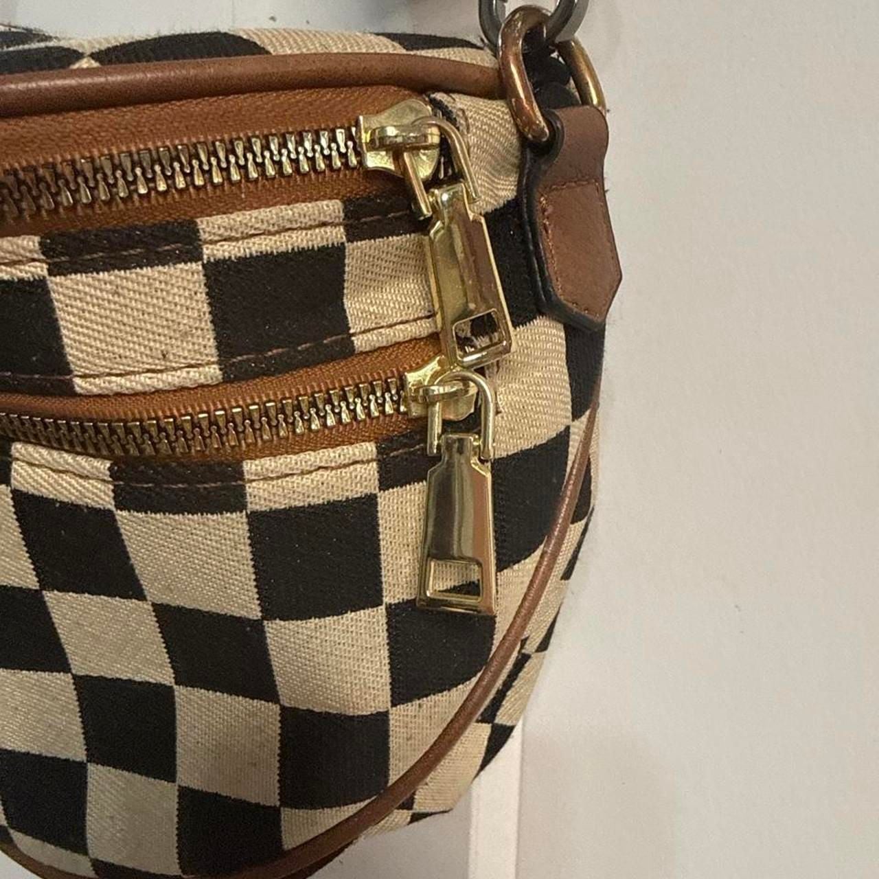 Unbranded Black Beige Checkered Crossbody Bag 7