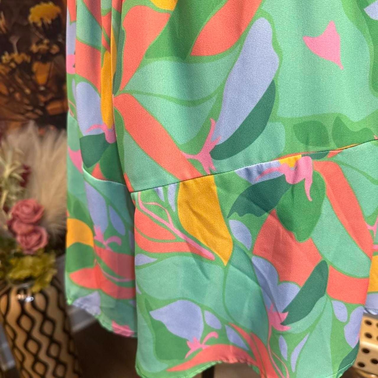 Pink Lily Abstract Leaf Playsuit Size XS Green Romper 5