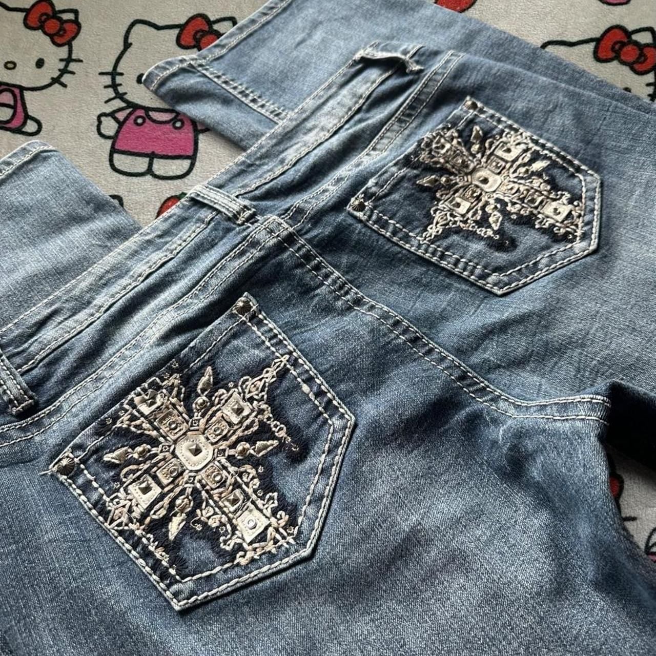 Weekend Bootcut Jeans Size 12 Y2K Cross Embellished 2