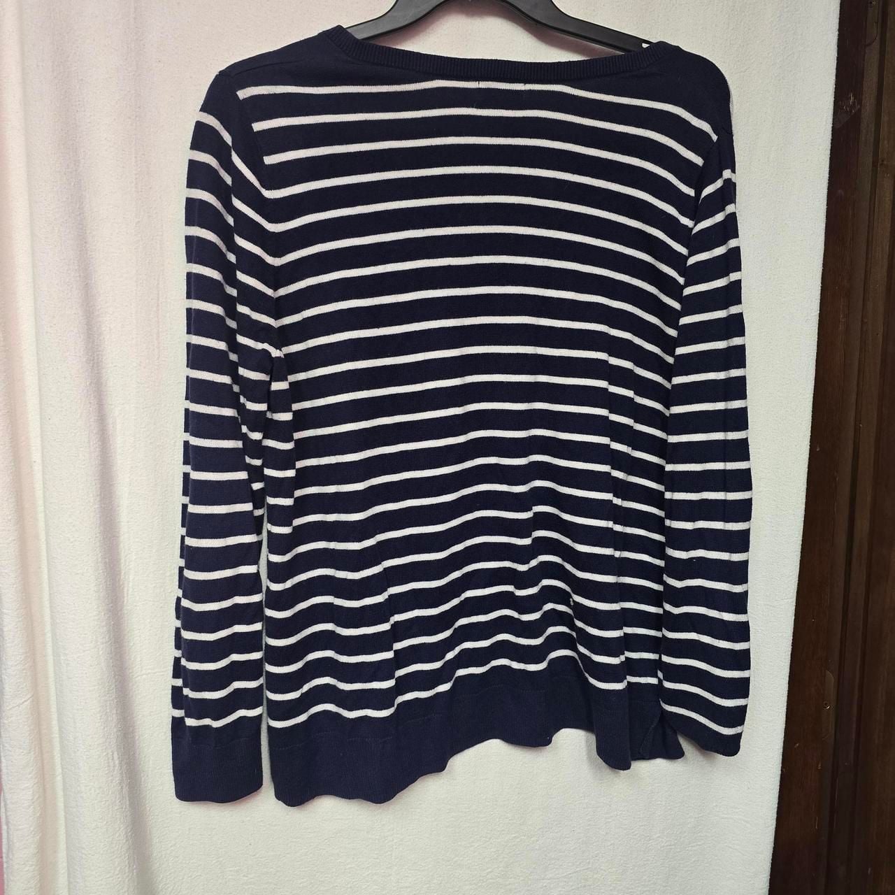 Old Navy Striped V-Neck Sweater Size XXL Navy Blue White Long Sleeve 4