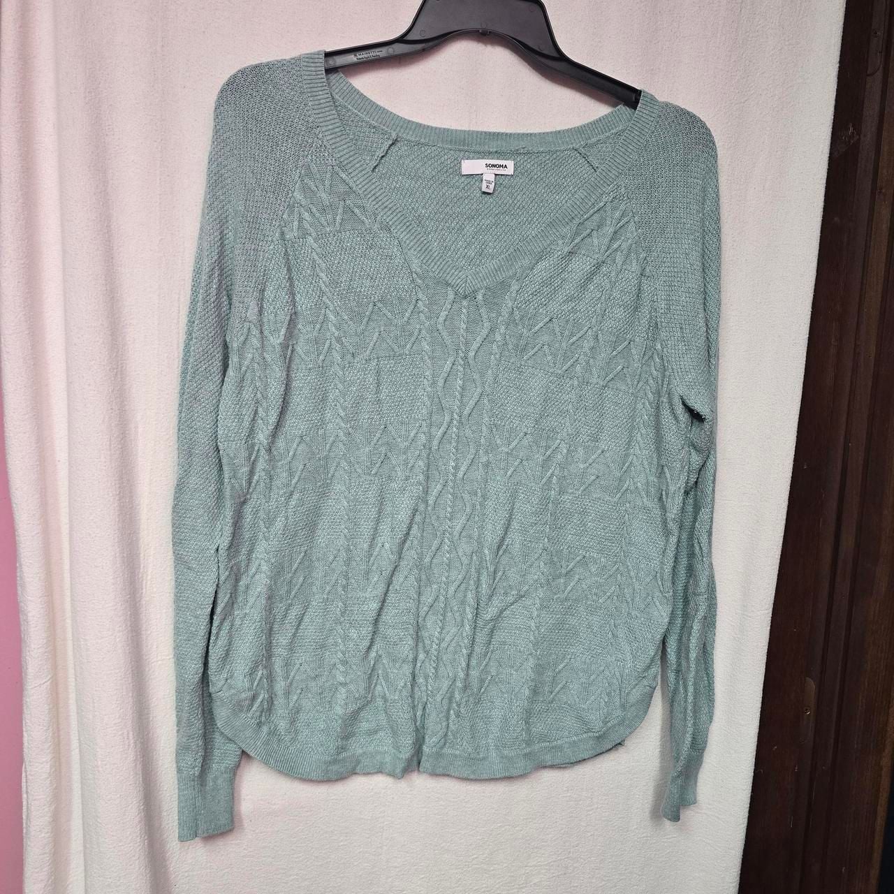 Sonoma Goods For Life Cable Knit Sweater Size XL Teal 2