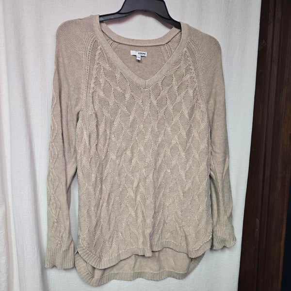 Sonoma Goods for Life Cable Knit Sweater Size XXL Cream V-Neck