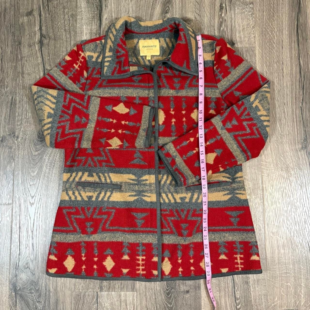 Upcountry Fleece Jacket Size L Red Aztec Southwest 8