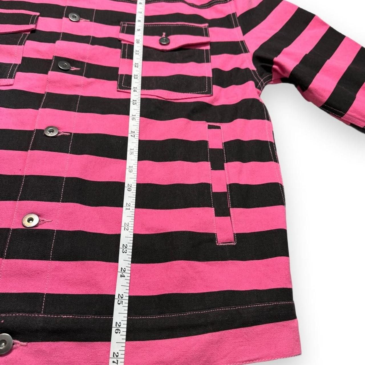 Pleasures Striped Jacket Large Pink Black Button Up 5