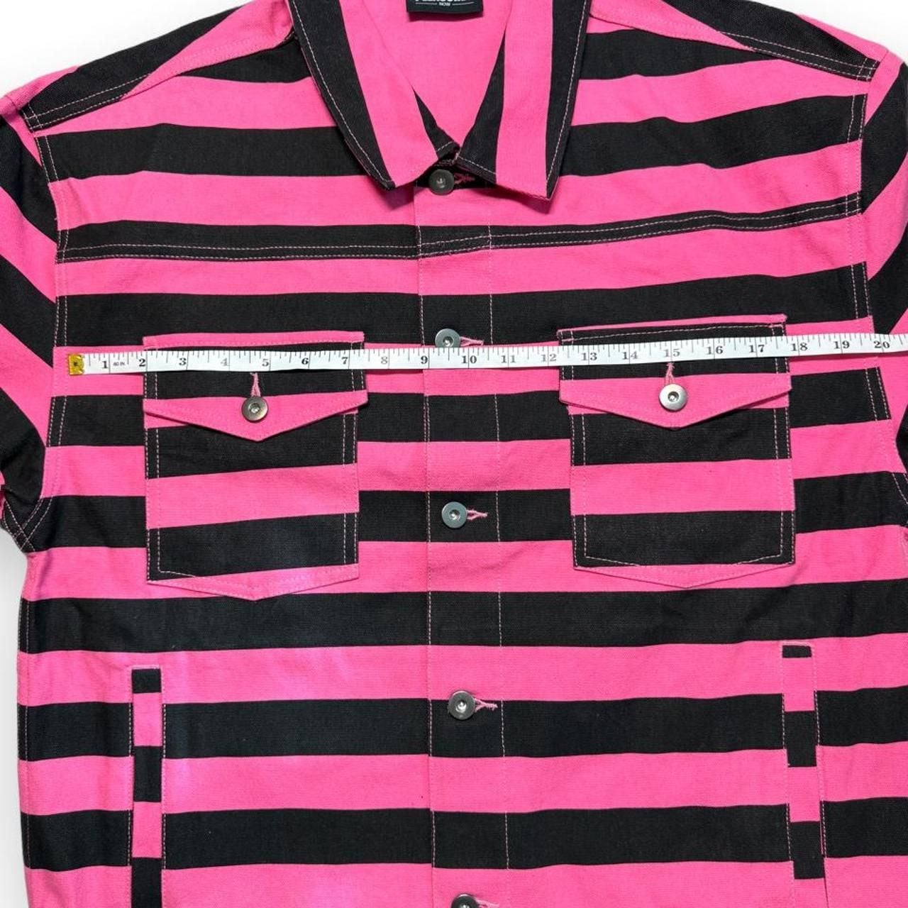 Pleasures Striped Jacket Large Pink Black Button Up 6