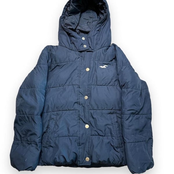 Hollister Puffer Jacket Size M Navy Blue Winter Coat