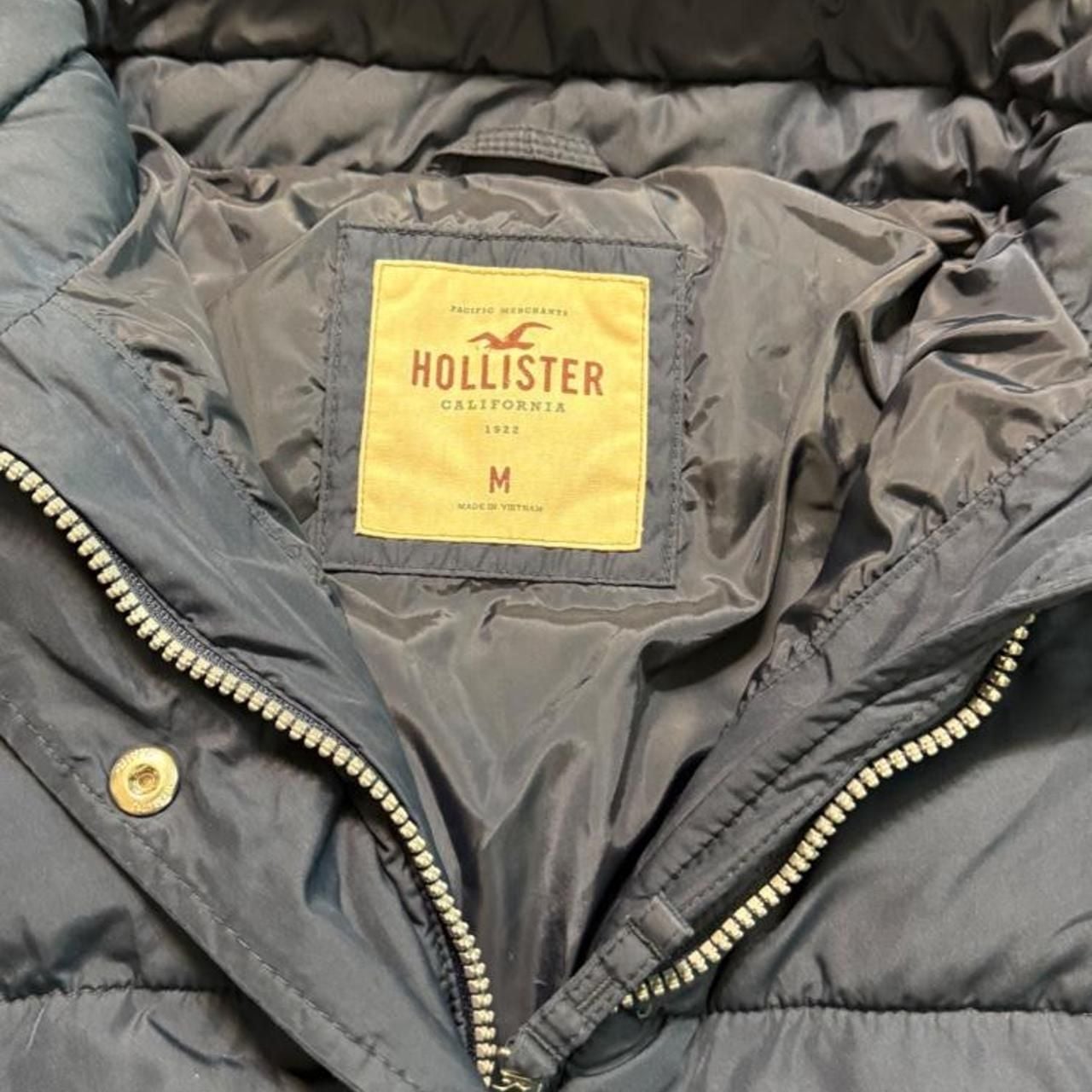 Hollister Puffer Jacket Size M Navy Blue Winter Coat 4