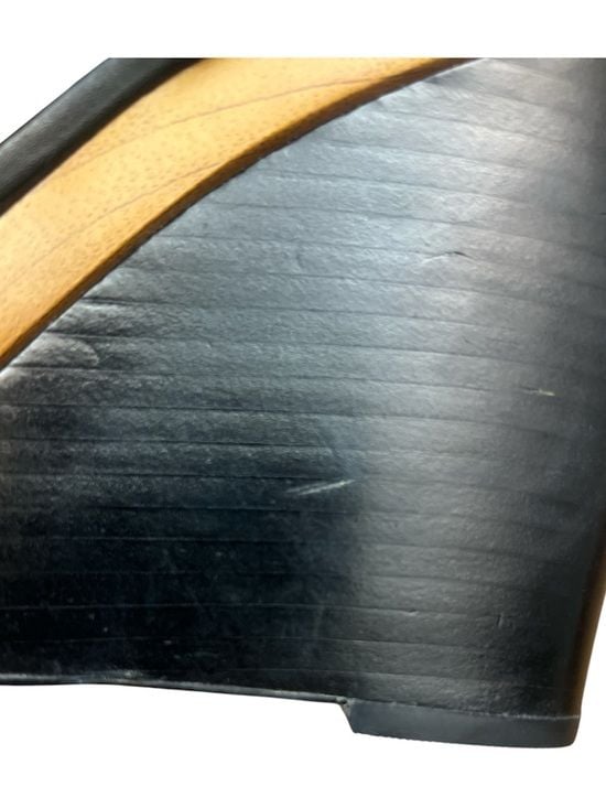 Michael Kors Josephine Black Leather Platform Wedge Sandals size 10 8