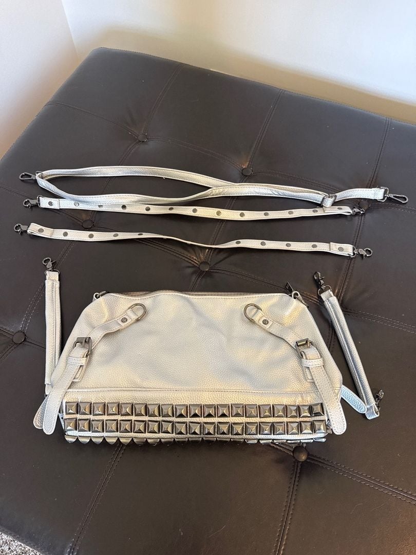 Silver Metallic Studded Bag 2