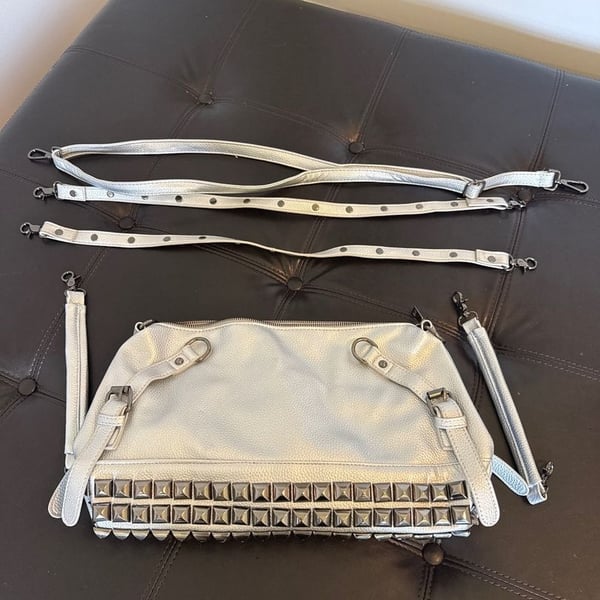 Silver Metallic Studded Bag