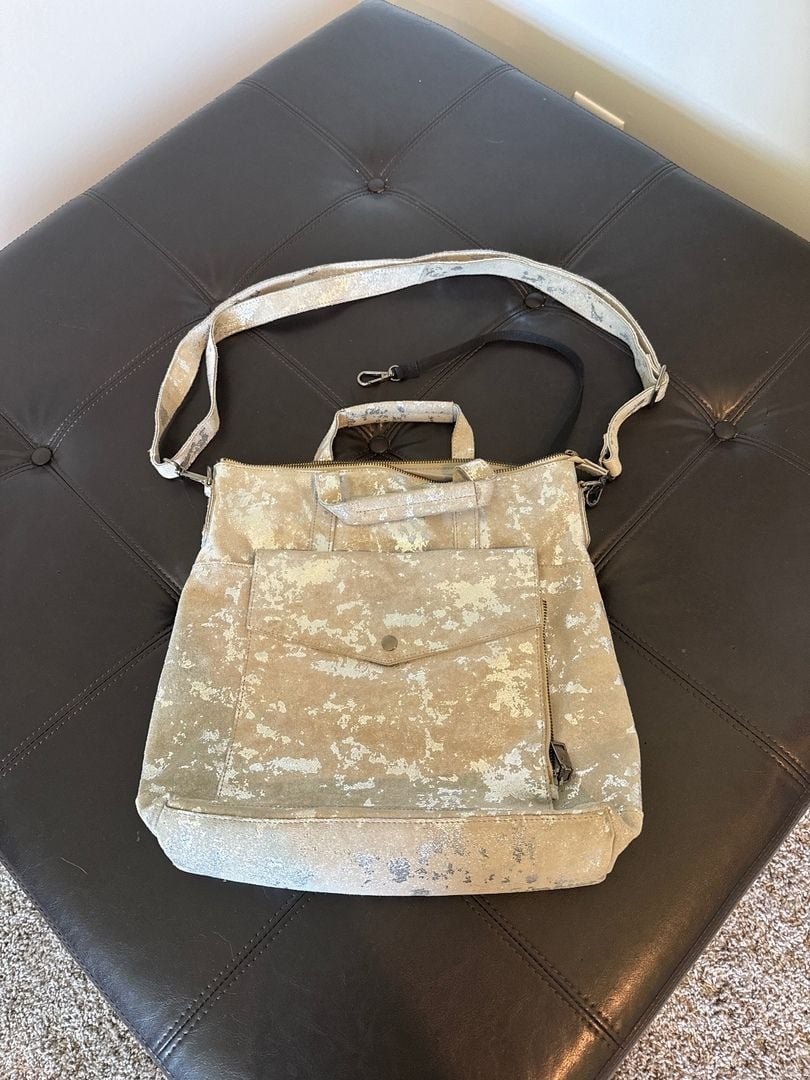 Metallic Silver Suede Bag/Backpack 2