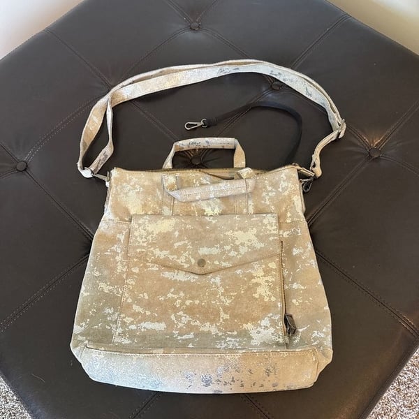 Metallic Silver Suede Bag/Backpack