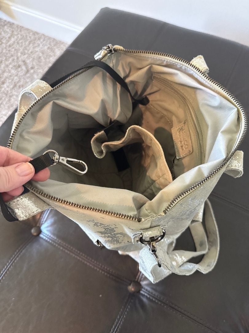 Metallic Silver Suede Bag/Backpack 5