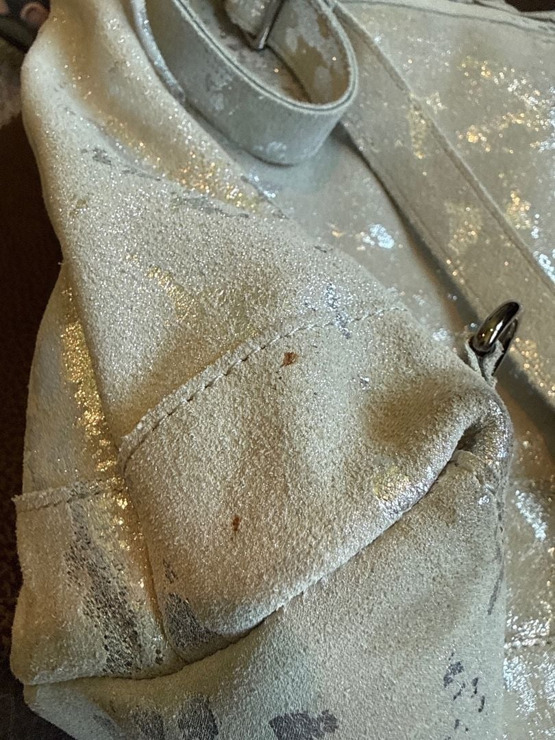 Metallic Silver Suede Bag/Backpack 6