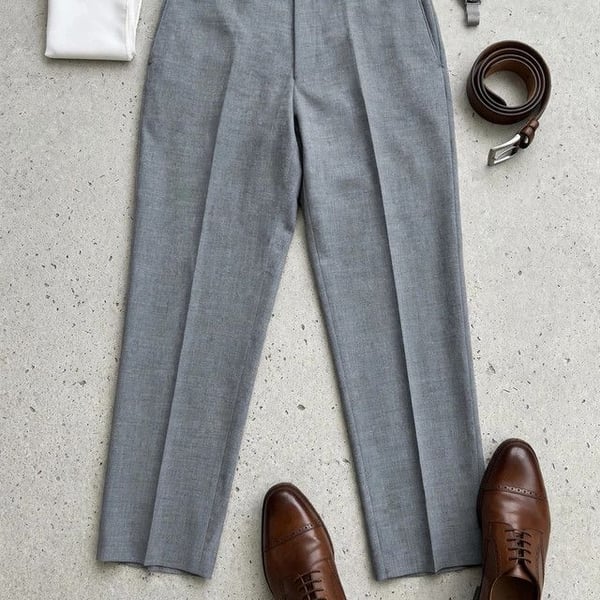 Louis Raphael Light Gray Flat Front Dress Trousers