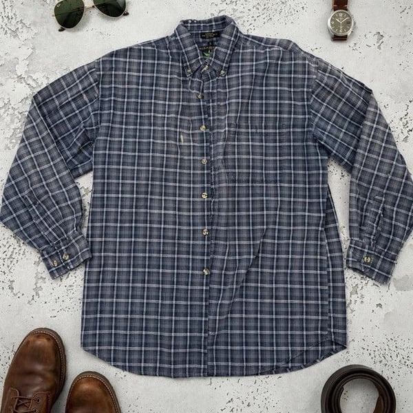 Canyon Guide Blue Gray Plaid Flannel Shirt