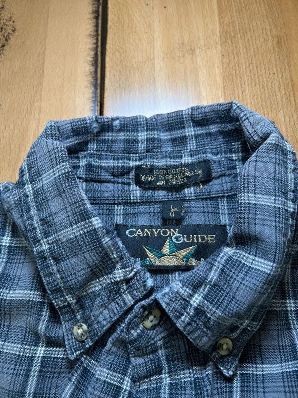 Canyon Guide Blue Gray Plaid Flannel Shirt 6