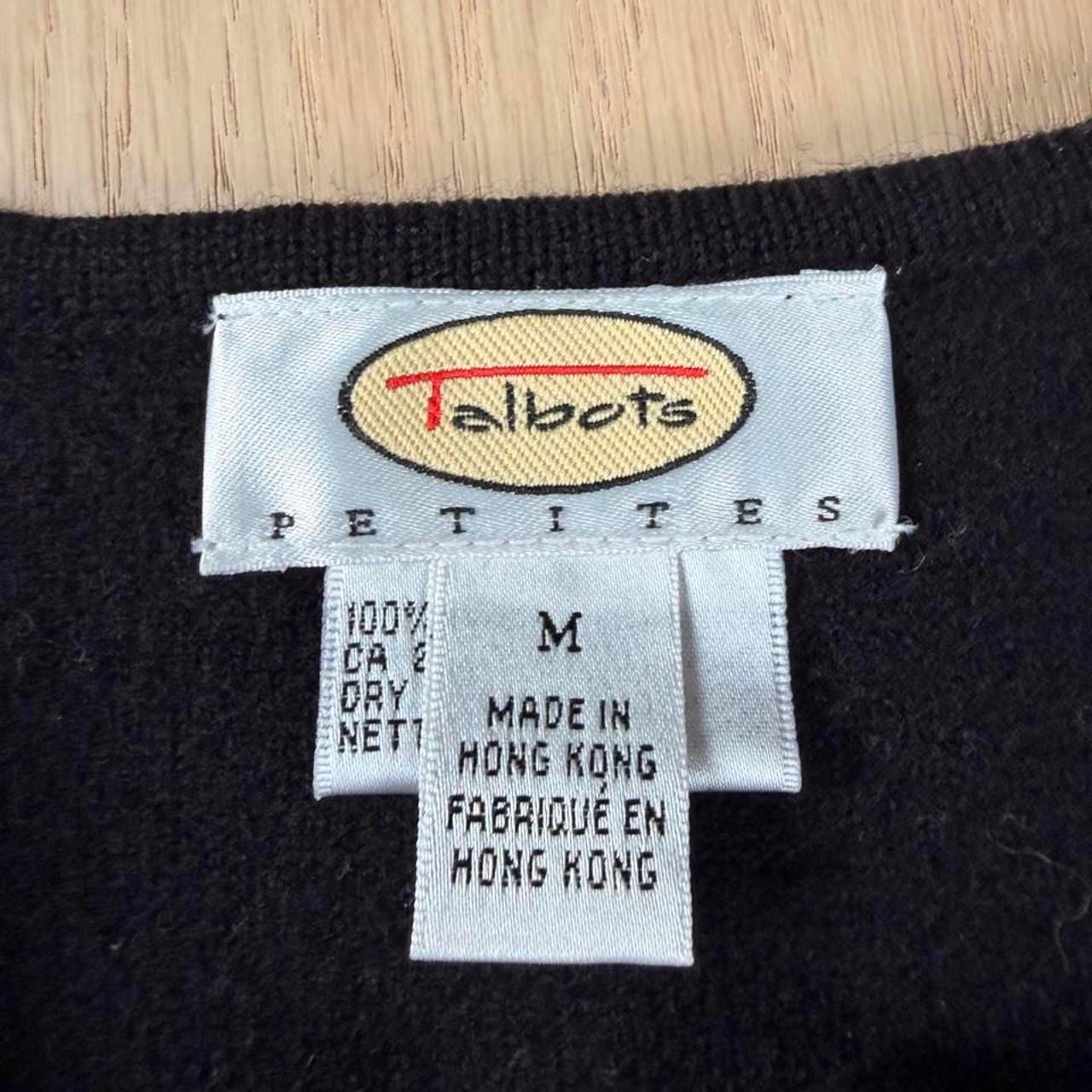 Talbots Full Zip Cardigan Size PM Black Wool 3