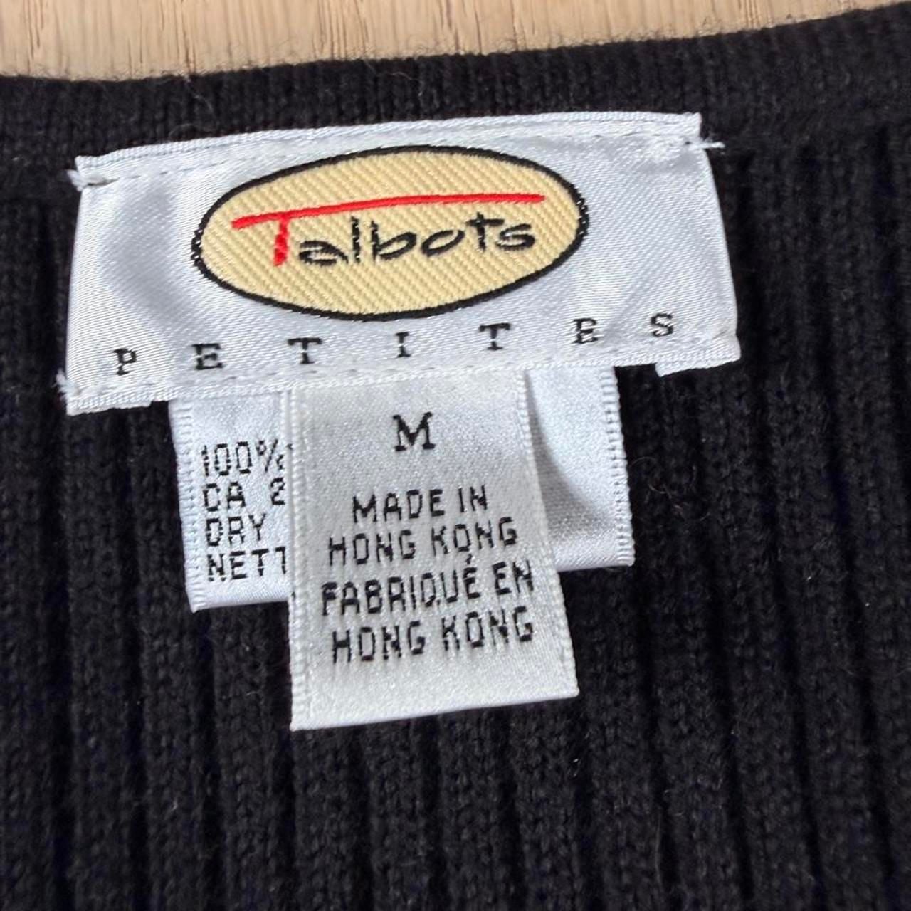 Talbots Petites Ribbed Knit Sweater Size M Black Short Sleeve Wool Top 3