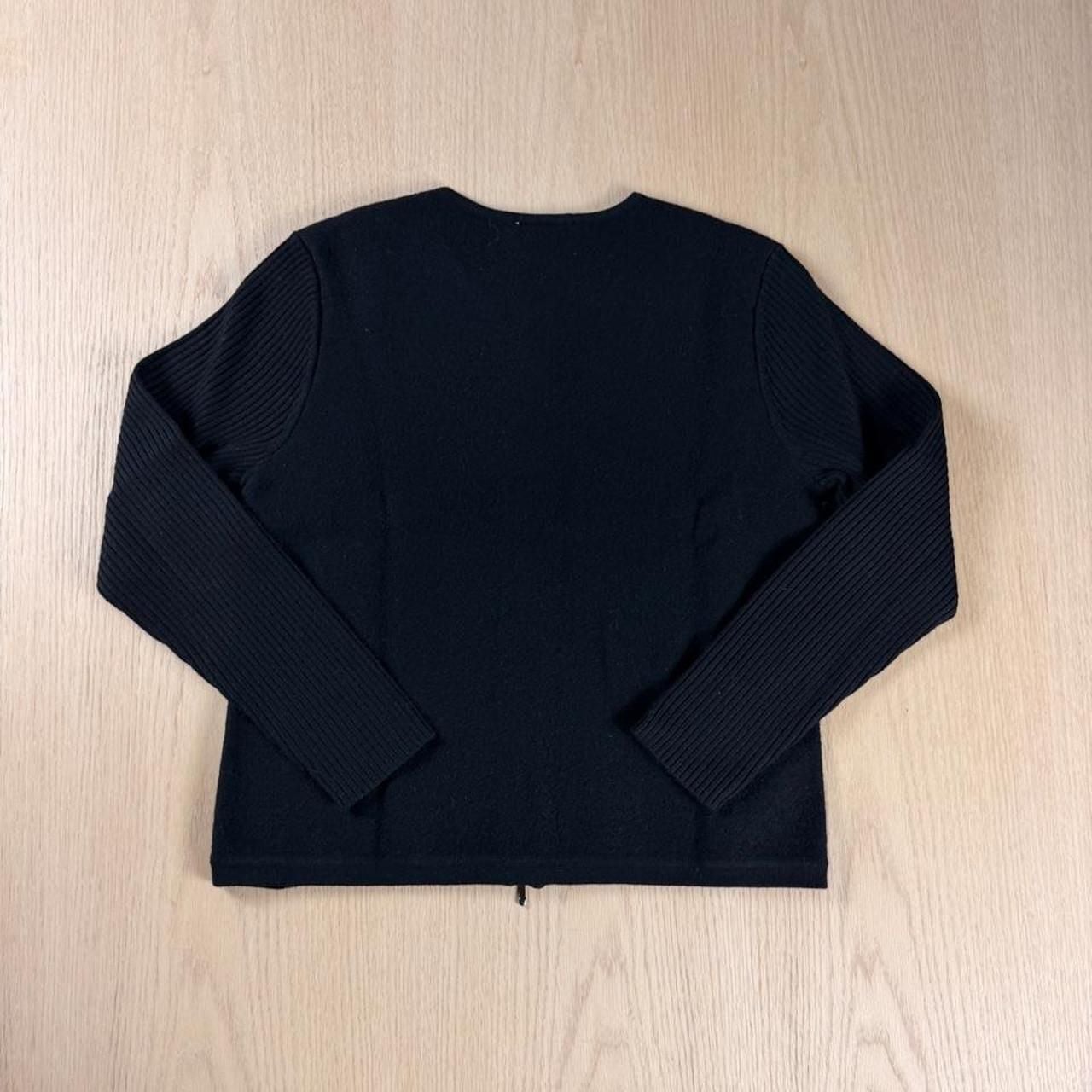 Talbots Full Zip Cardigan Size PM Black Wool 5