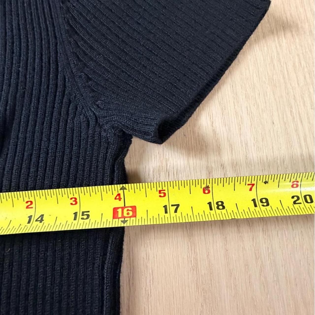 Talbots Petites Ribbed Knit Sweater Size M Black Short Sleeve Wool Top 6