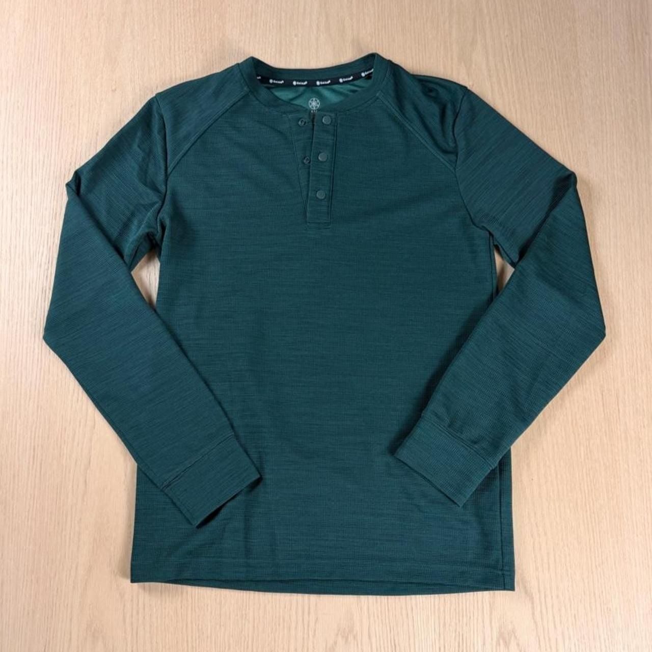Gaiam Men's Commuter Long Sleeve Henley Size S Green Heather 2