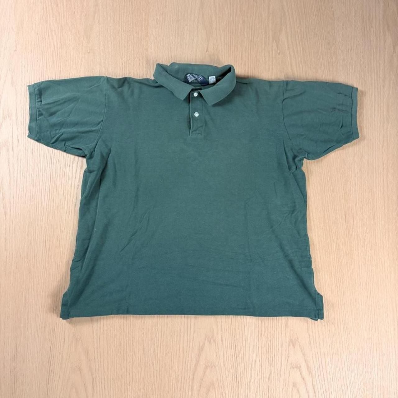 Lands' End Short Sleeve Polo Shirt Size L Green Cotton Made in USA 2