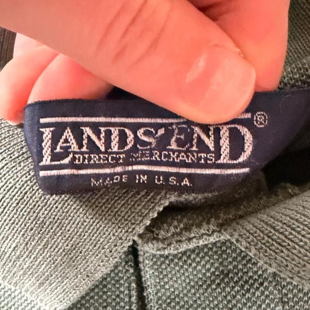 Lands' End Short Sleeve Polo Shirt Size L Green Cotton Made in USA 3