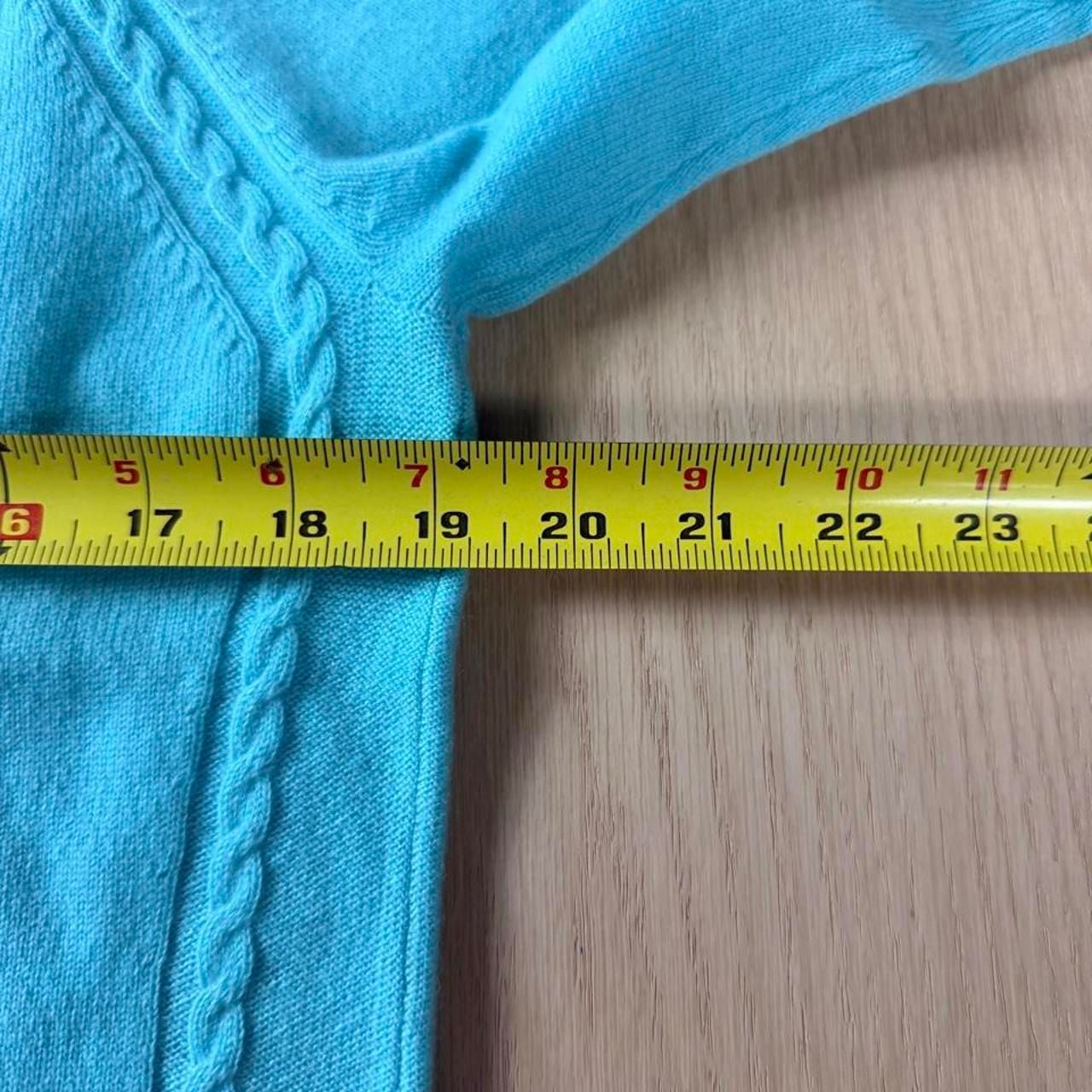 Talbots Cashmere V-Neck Sweater Lp Turquoise Blue Cable Knit Pullover 5